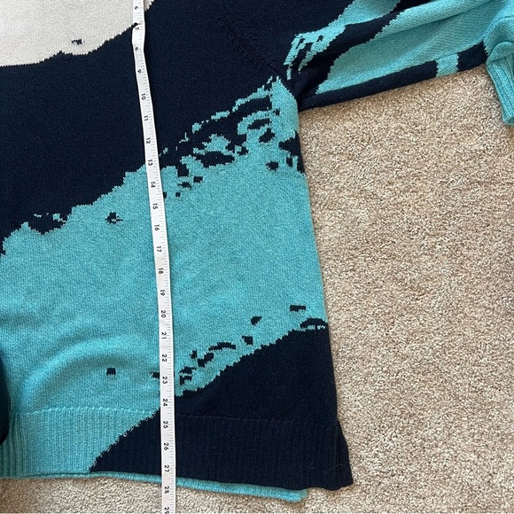 NIC+ZOE Blue and Orange Crew Neck Sweater with Artistic Design - Picture 11 of 12